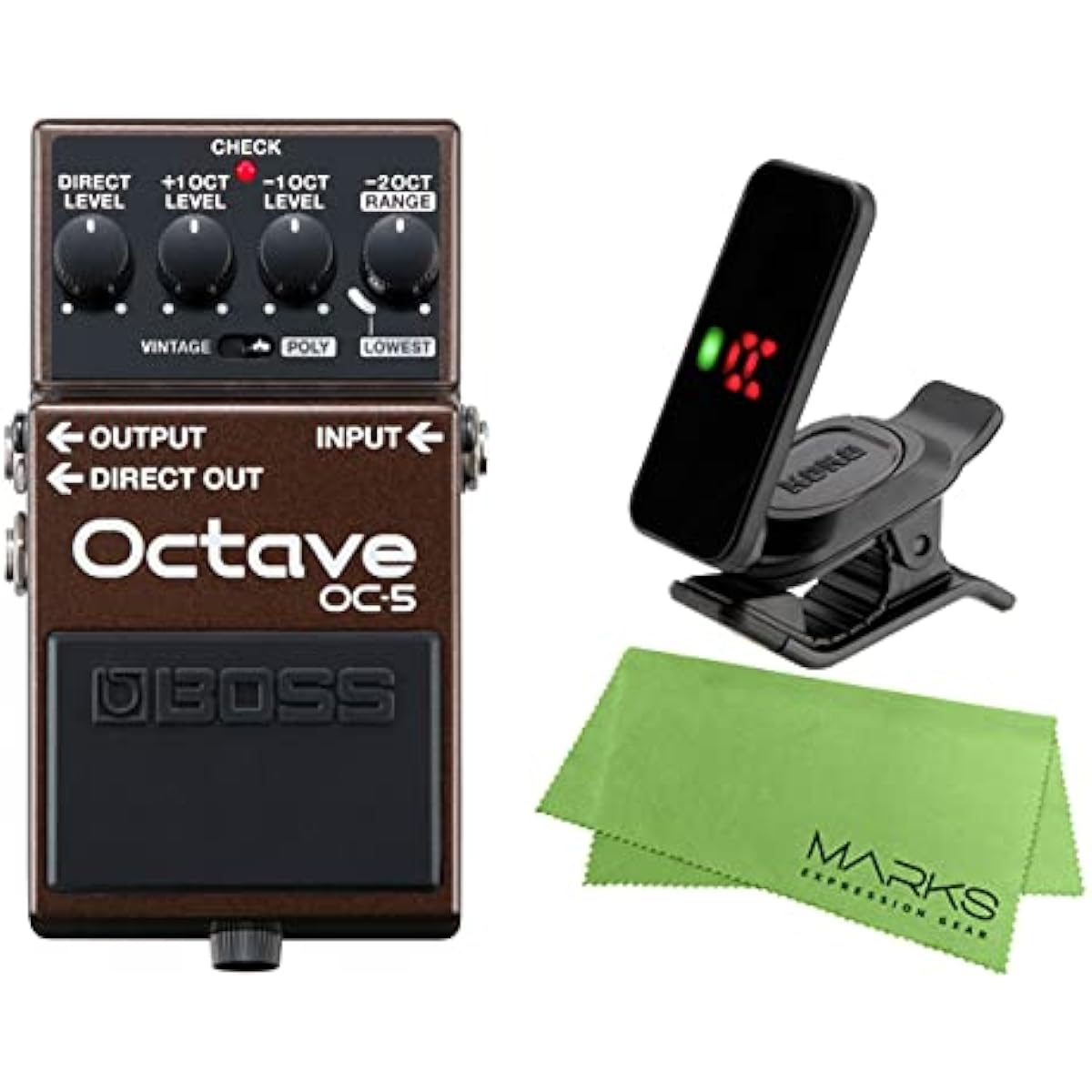 BOSS - Guitar Effector/Bass Effector Octave OC-5 Octave + KORG Pitchclip2 PC-2 + Marks Original Cross Set