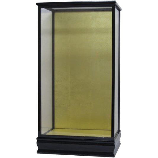 Kyoto Doll Case Width 36 x Depth 27 x Height 70cm (Inner Dimensions) Glass Case Wooden Door Type Black Mulberry Paint Yuino Hagoita Japanese Doll