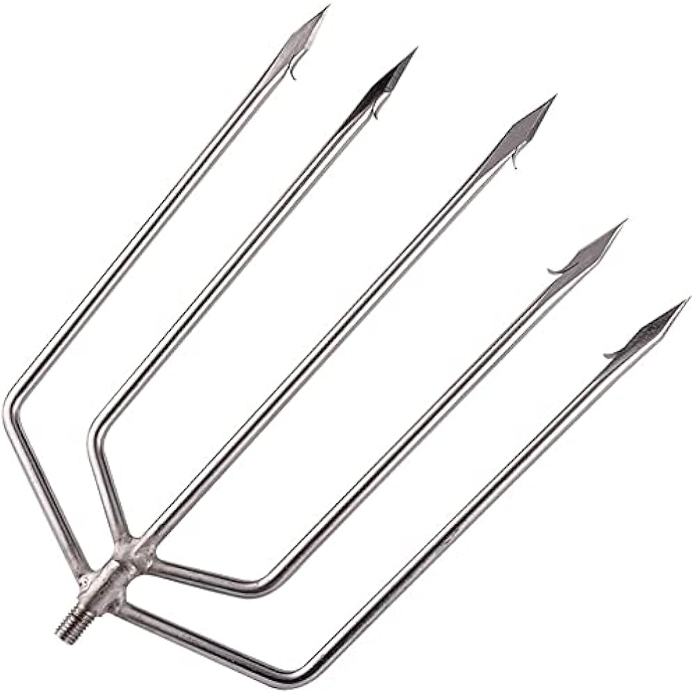 Harpoon, 5 prongs, 7 prongs, 145/185 cm, Fish prong, adjustable length, fork, harpoon tip, hand harpoon, lightweight, rust-proof, fork, fishing, spear, spearfish, diving, harpoon, free diving, suitable for underwater/saltwater/river (185 cm push rod)