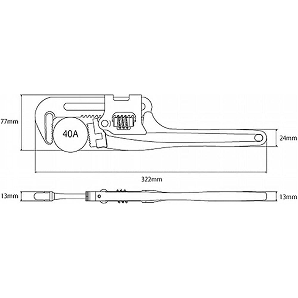 MCC Pipe Wrench Aluminum Slim Wide 300 PWTDA300