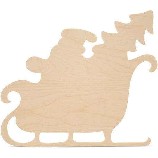 Woodpeckers Santa Sleigh Cutouts 20" x 17-3/4", Pack of 1 Unfinished Shapes for Wood Crafts, Christmas Decor, Painting