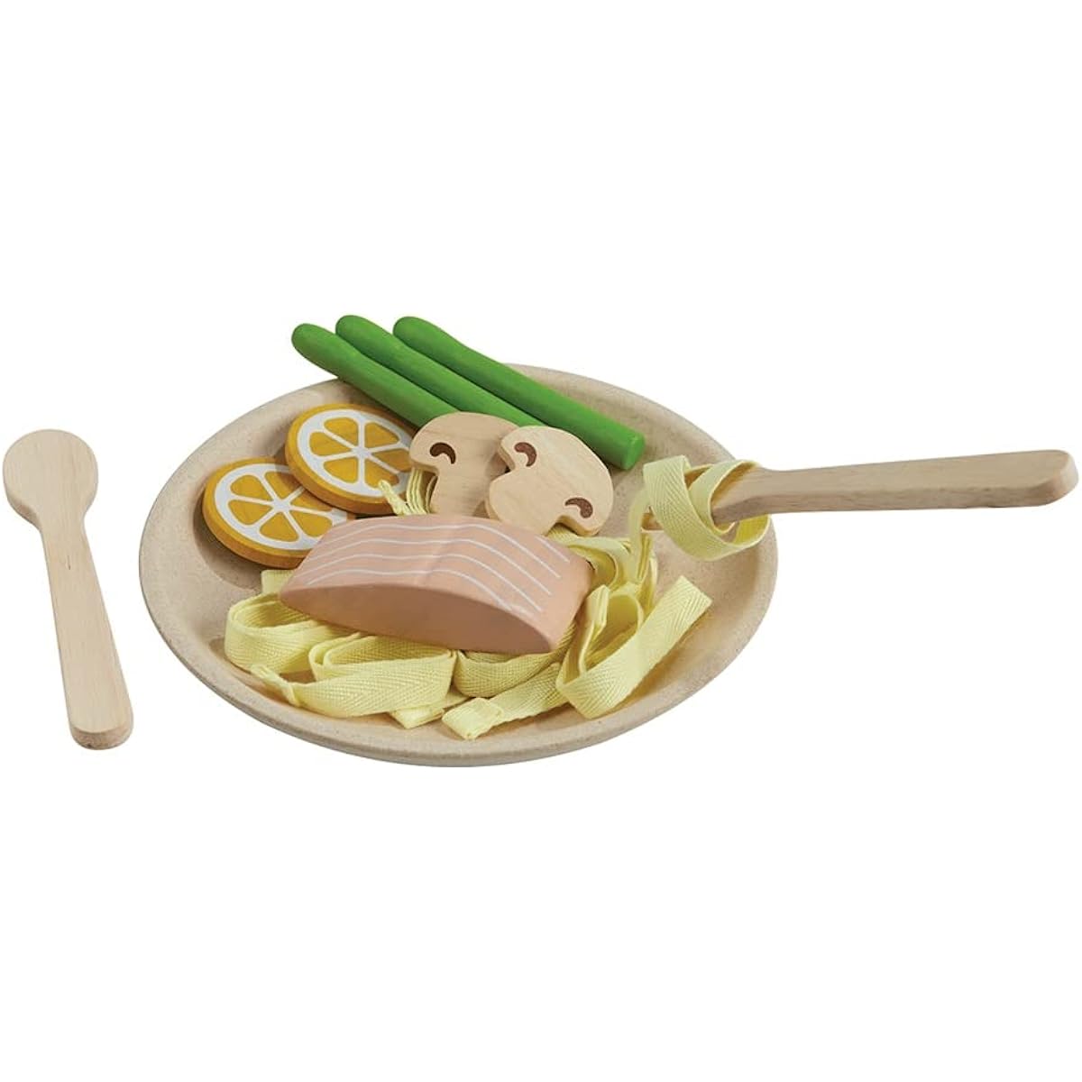 PlanToys Pasta Pretend Kitchen Food Playset 3613 | Made from sustainable rubberwood and non-toxic paints and dyes | Eco-friendly wood