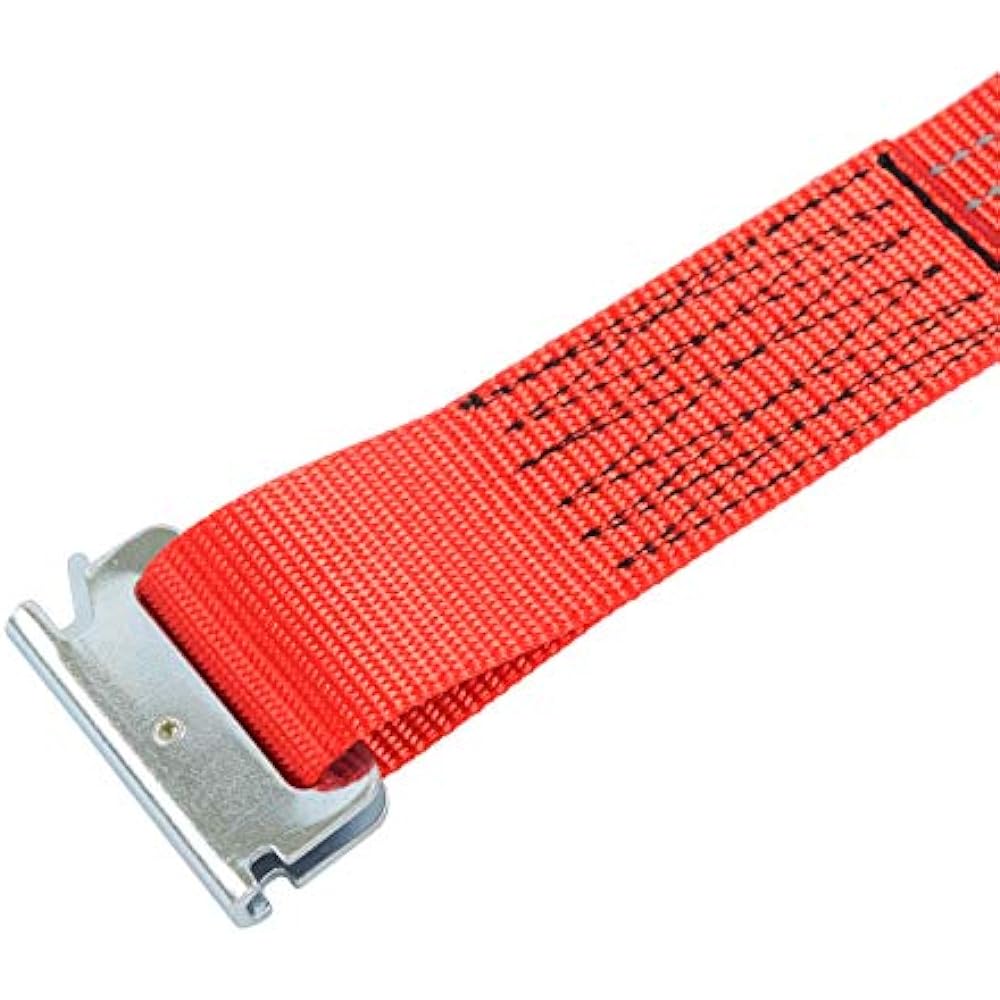 AVIELAN Reflective Lashing Belt 50mm Width R Hook (Track Rail Compatible) Winding 3m Fixed 1.0m Red (Right Fixed Specification)