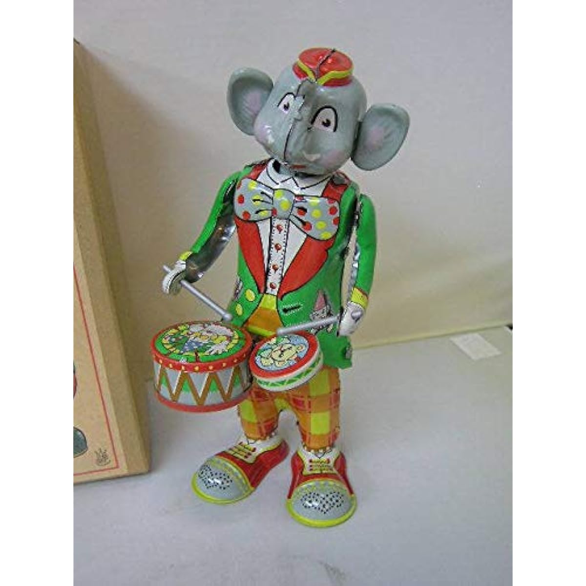 Toys Club Tin News Bell Series Elephant Drummer Made in Japan