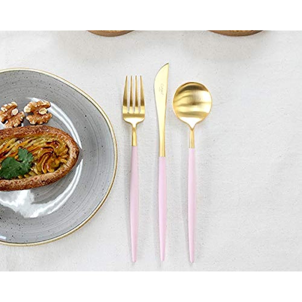 Cutipol GOA Pink Matte Gold Dessert 3 Piece Set (Knife, Fork, Spoon)