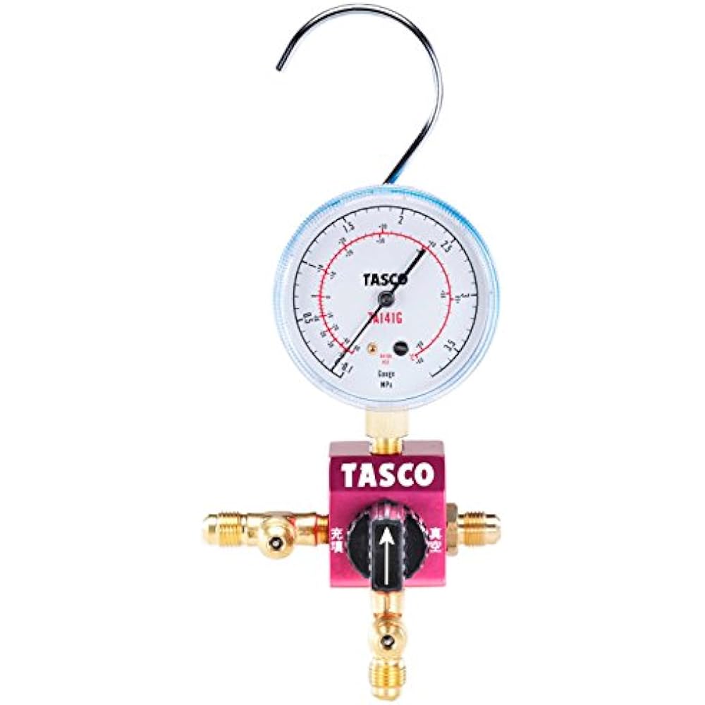 Ichinen TASCO Manifold Gauge Ball Valve Type Single Gauge R32/R410A TA123C