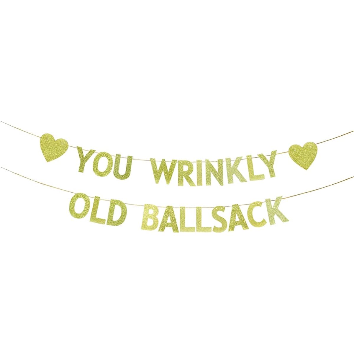 TENNYCHAOR You Wrinkly Old Ball Sack Banner Funny Gold Glitter Paper Sign for 50th 60th 70th 80th Birthday Party Retirement Party Decorations