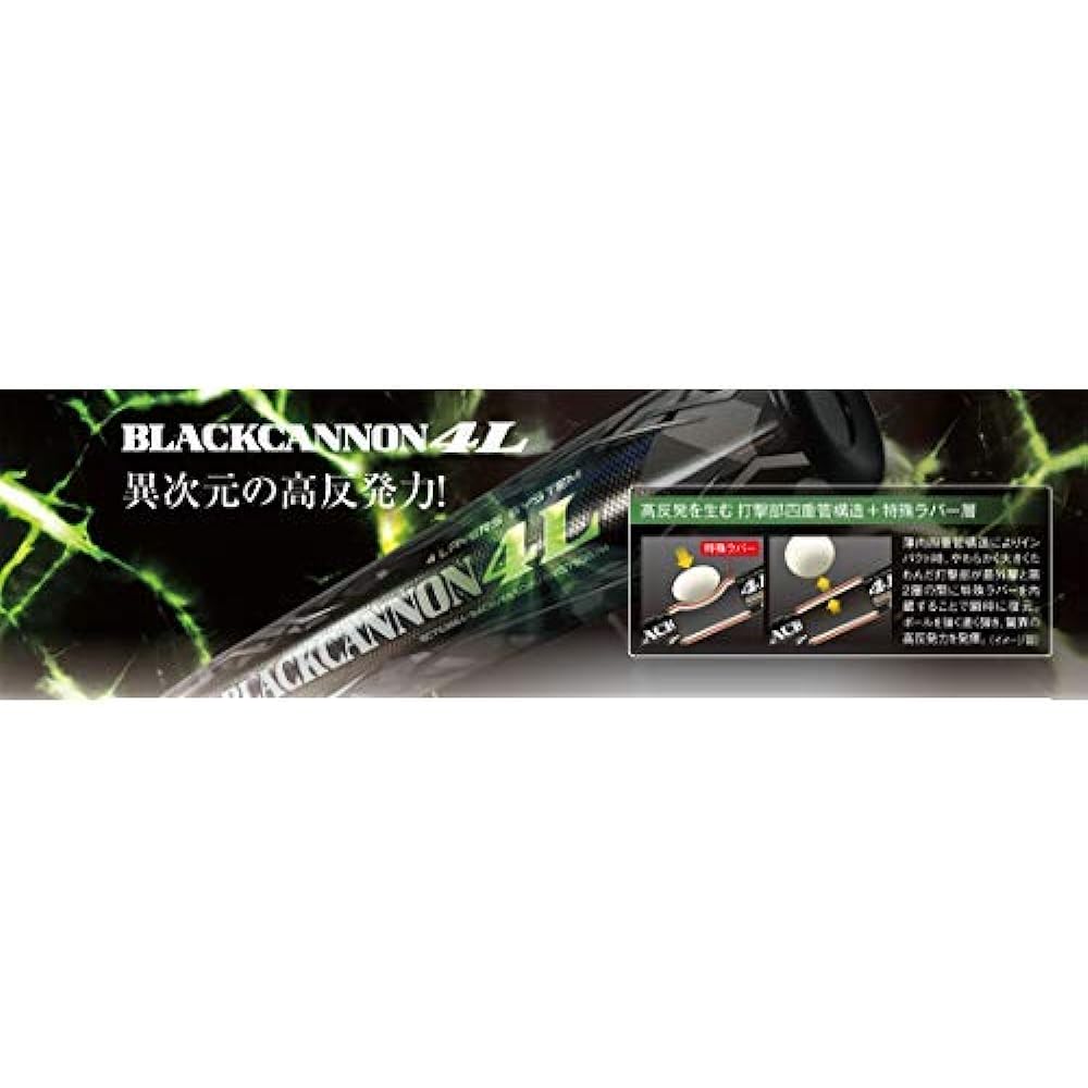 ZETT Softball Bat Black Cannon 4L FRP (Carbon) Rubber Ball Compatible with No. 3