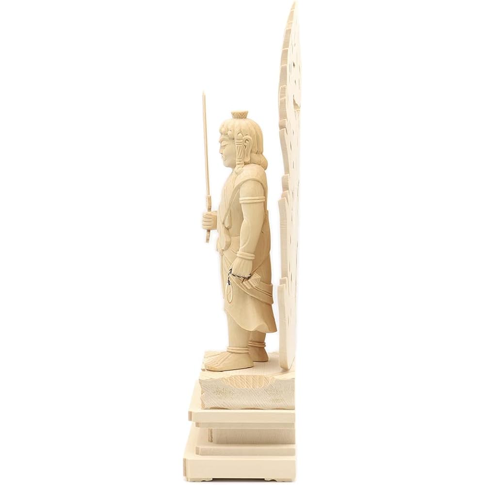 Kurita Buddha Statue Brand [Myoo] Fudo Myoo Standing Statue 6.0 inches (Total Height 37cm, Width 13.5cm, Depth 9.5cm) High quality wood carving made of cypress wood Flame halo square rock base 1124