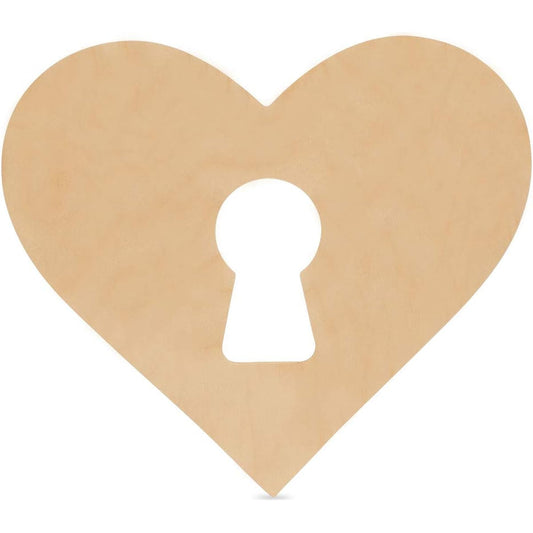 Woodpeckers Wooden Heart Cutout with Keyhole 8" Unfinished Wooden Sign DIY Valentine's Day Craft Wooden Romantic Love Decor