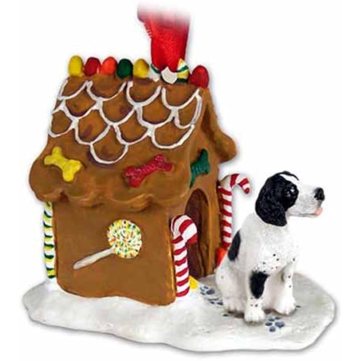 Pointer Gingerbread House Christmas Ornament Black and White - Delightful!