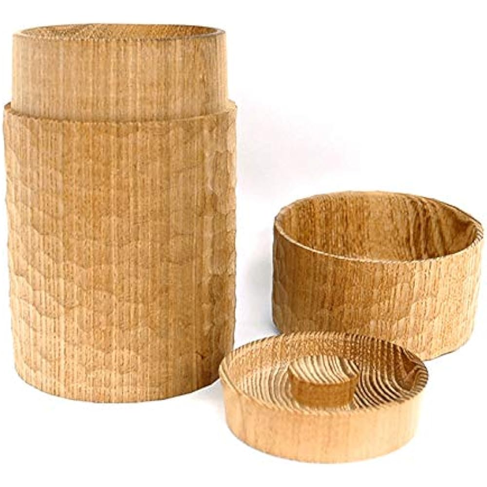 Nankai Tsusho Rokusan Wooden Tea Caddy Itto Carved Brown Size: Approximately φ7.3 H12.5 0721-001