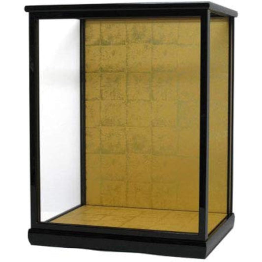Glass case Width 35 x Depth 27 x Height 45cm (inside dimensions) Black mulberry lacquer Doll case Wooden with door Hakata doll Ichimatsu doll Japanese doll