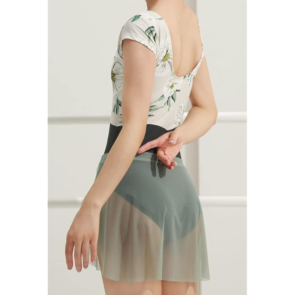 [ProDance] ProDance White White Flower Half Cup Women's Ballet Leotard PLHA024A