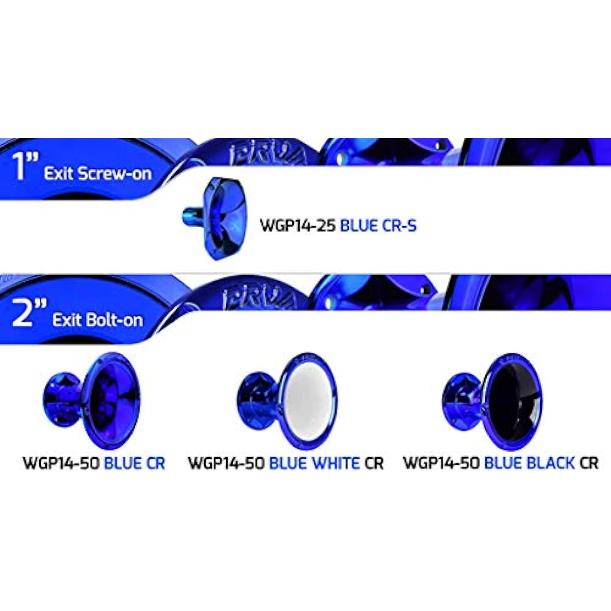 PRV AUDIO WGP14-25 BLUE CR-S - 1" Exit Horn Threaded Waveguide - Blue Chrome Short ABS Waveguide - 45° x 45° Nominal Coverage - Slim Profile Wave Tube (Single)