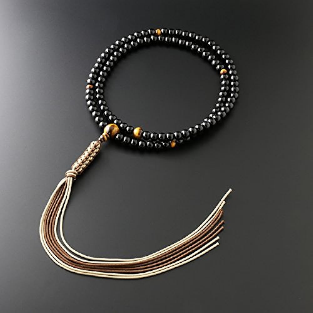 Kyoto Buddhist Altar Hayashi Prayer Beads Rinzai Sect Ebony Tiger Eye (for Men) Official Official [Bead Bag Set] SM-079 Kyoto Prayer Beads