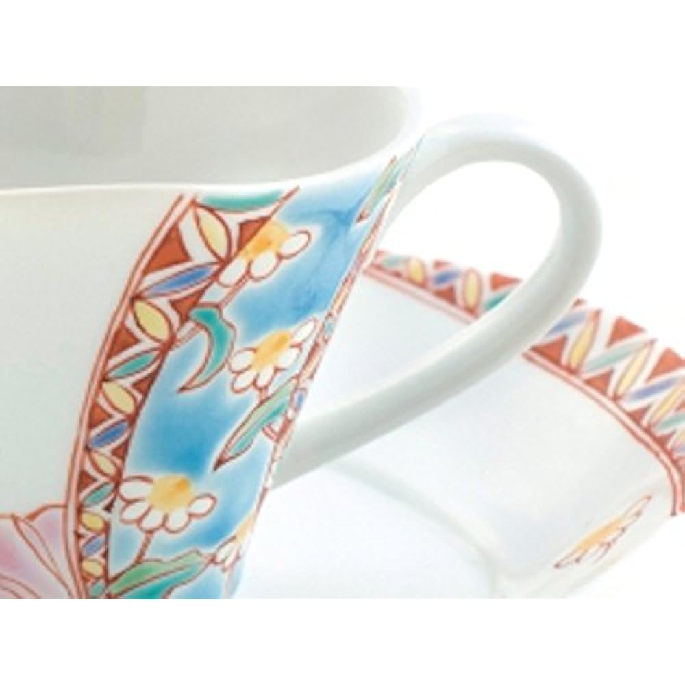 Maruzen Iwata Shoten Kutani Ware Cup & Saucer Flower Tapestry was-504