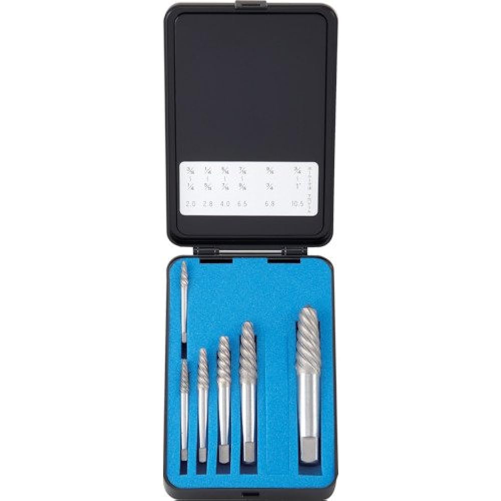 TRUSCO EXS-1816 Extractor Set, Spiral Type, Set of 6, Plastic Case Included