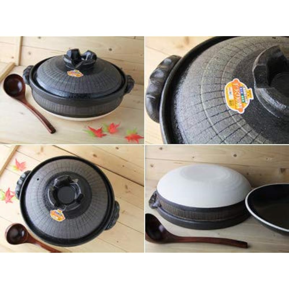 Mino Sarara Black Jugusa deep earthen pot for open fire only No. 7 For 1-2 people