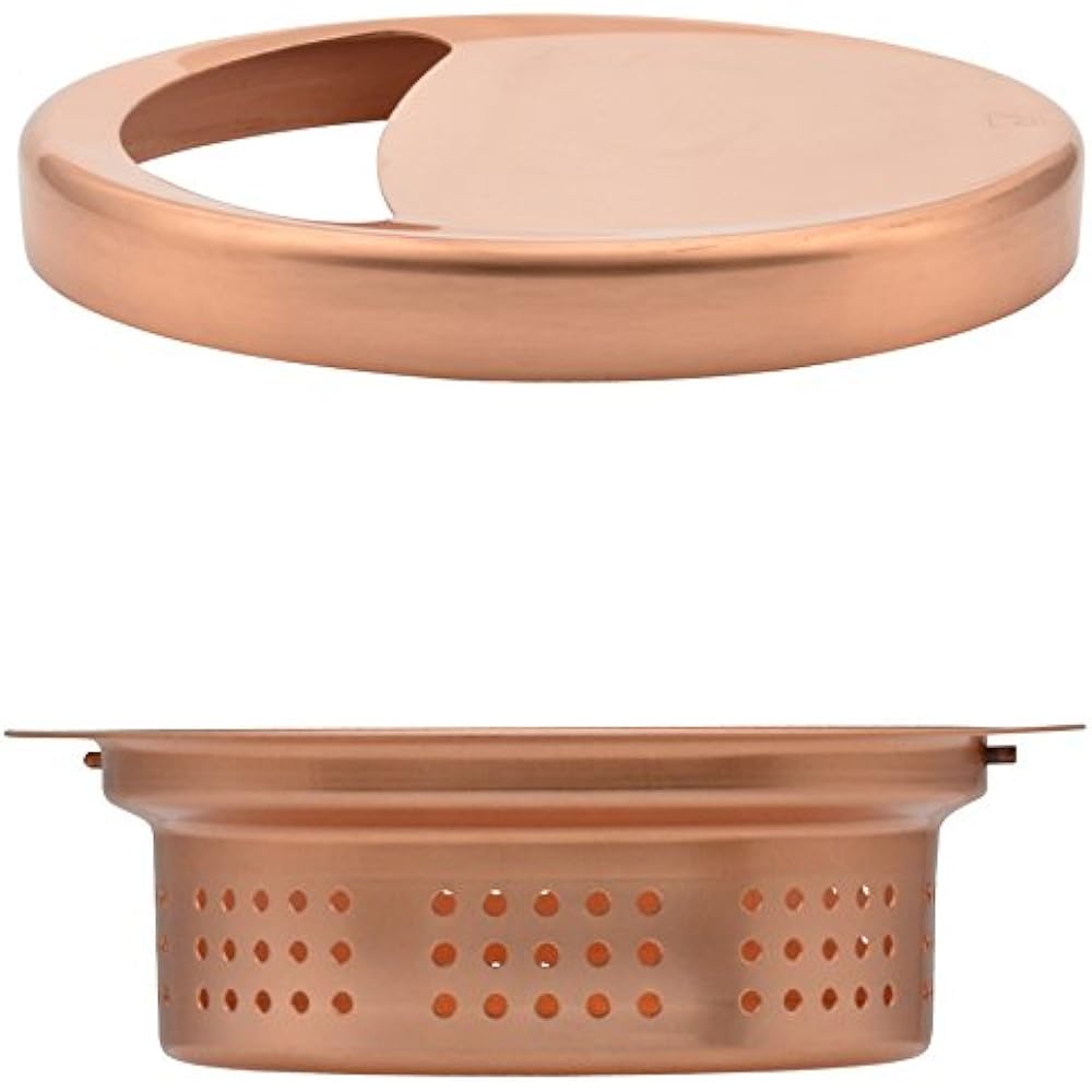 Gaona Korekamo Sink Copper Garbage Basket and Lid Set, Sterilizing Effect (Prevents slime and odor, Hygienic) GA-PB028
