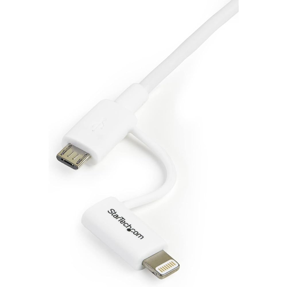 StarTech.com Apple Lightning/Micro USB to USB Cable 1m White Compatible with iPhone/iPod/iPad/Android Smartphones LTUB1MWH