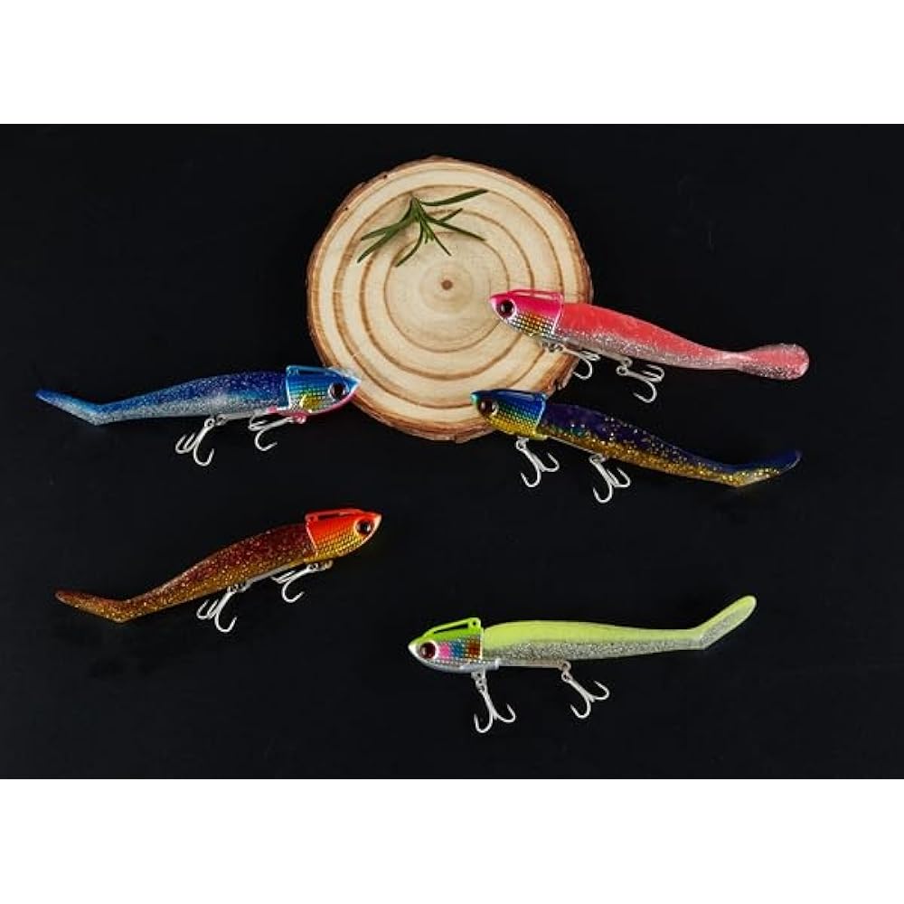 REEF DREAM Seabass Lure Vibration Jig Head Shad Worm 15g 24g 5 Color Set Flounder Lure Seabass Grouper Blue Fish