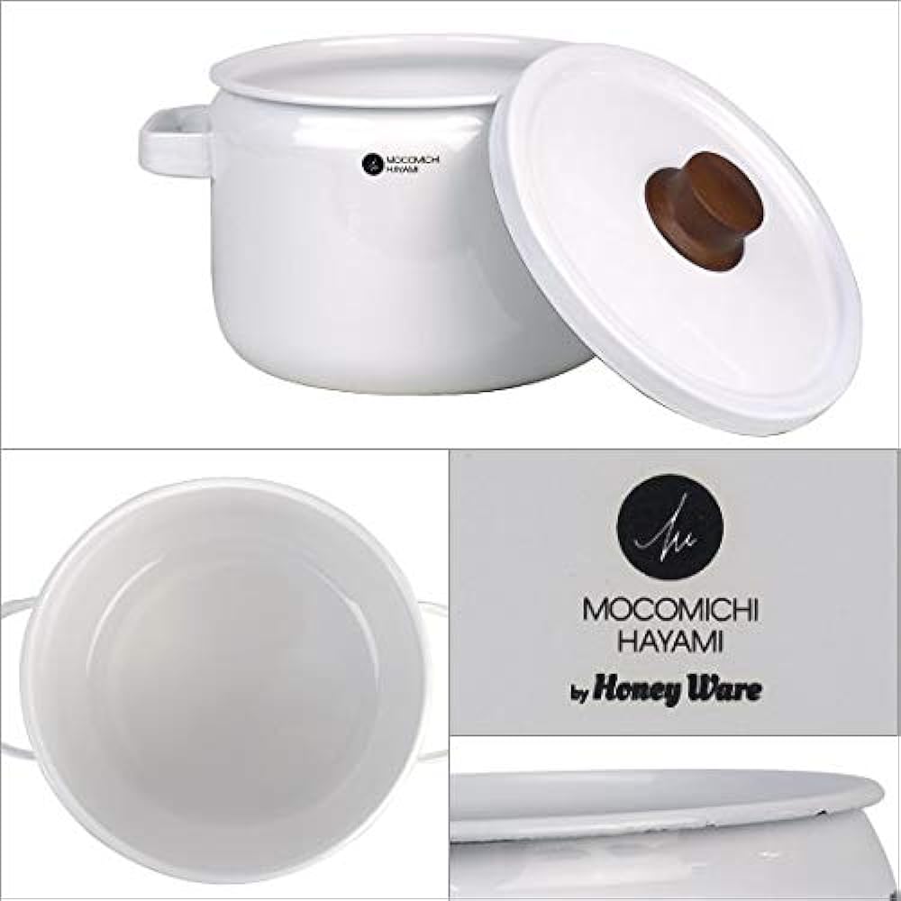 MOCOMICHI HAYAMI Hayami Moco's Kitchen MOCO'S Kitchen [Authorized Store] Deep Casserole 22cm White Fuji Enamel #302