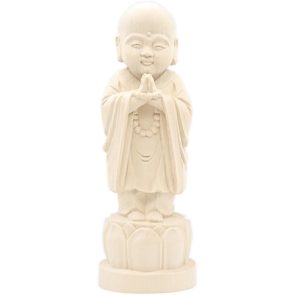 Kurita's special Buddha statue [Bodhisattva] Child-rearing Jizo (total height 16cm, width 5.5cm, depth 5.5cm) round base with domestic paulownia box (outer dimensions of paulownia box height 18cm, width 12cm, depth 11.5cm) High quality wood carving made