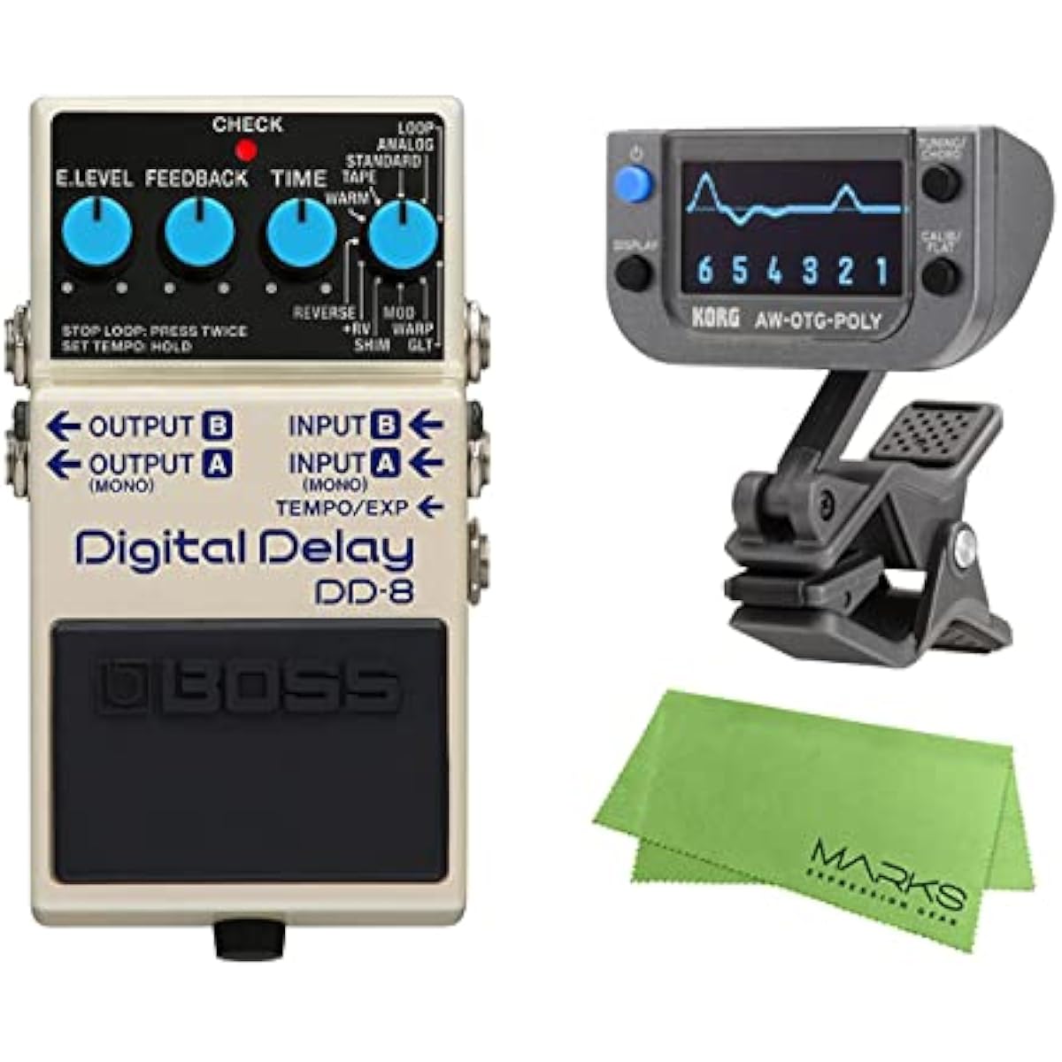 BOSS - Effector Digital Delay DD-8 + KORG AW-OTG-POLY + Marks Original Cloth Set