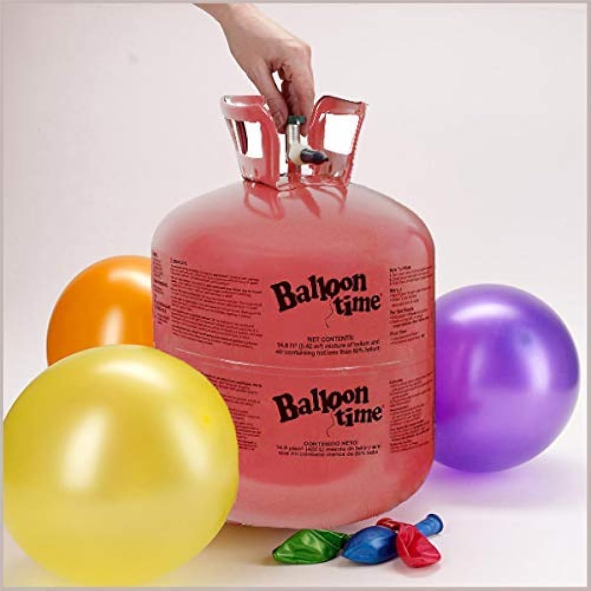 Helium Tank 50 Balloons and White Ribbon + 12 Black Balloon Weights + Balloon Tying Tool
