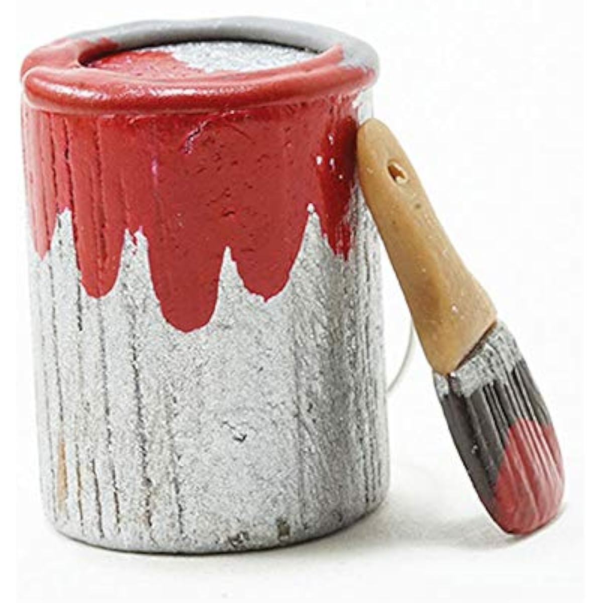 Dollhouse Miniature 1:12 Scale Paint Can & Brush w/Red Paint
