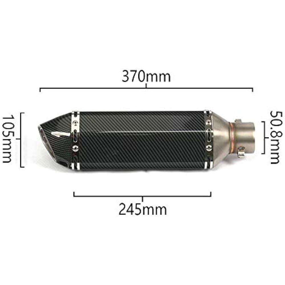 Bike Silencer Slip-on Muffler Bike Muffler Inner Baffle Inlet 50.8mm Universal Length 370mm