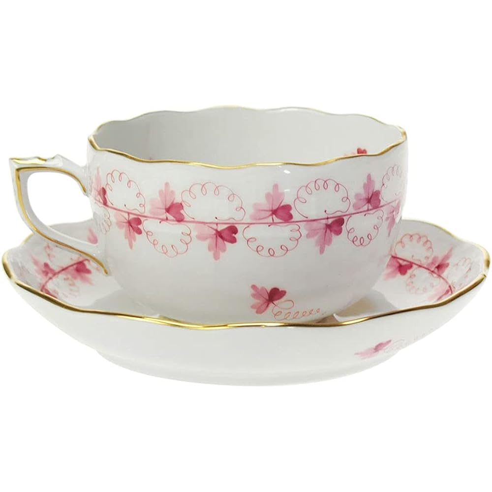 HEREND PEP Parsley Pink Tea Cup Saucer 724 [Parallel Import]