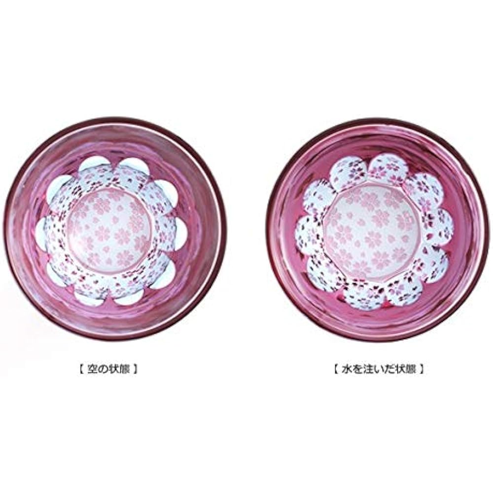 [GLASS-LAB] Glass Lab "Sakura Saku" Cherry Blossom Mysterious glass with a pattern that expands when you put alcohol in it [Wooden box included] Edo Kiriko, Sand Kiriko, Covered glass, Guiguri, Gift, Made in Japan GL_101