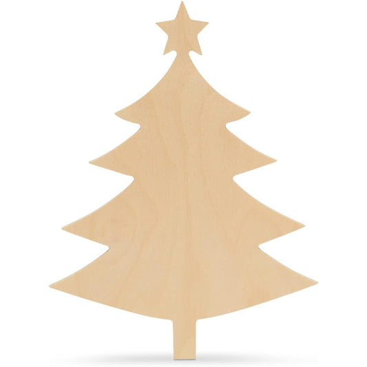 Woodpeckers Christmas Tree Cutouts with Stars, 18 Inch, Pack of 1, Wooden Christmas Ornaments to Use as Door Hangers, Great Wooden Cutouts for Crafts