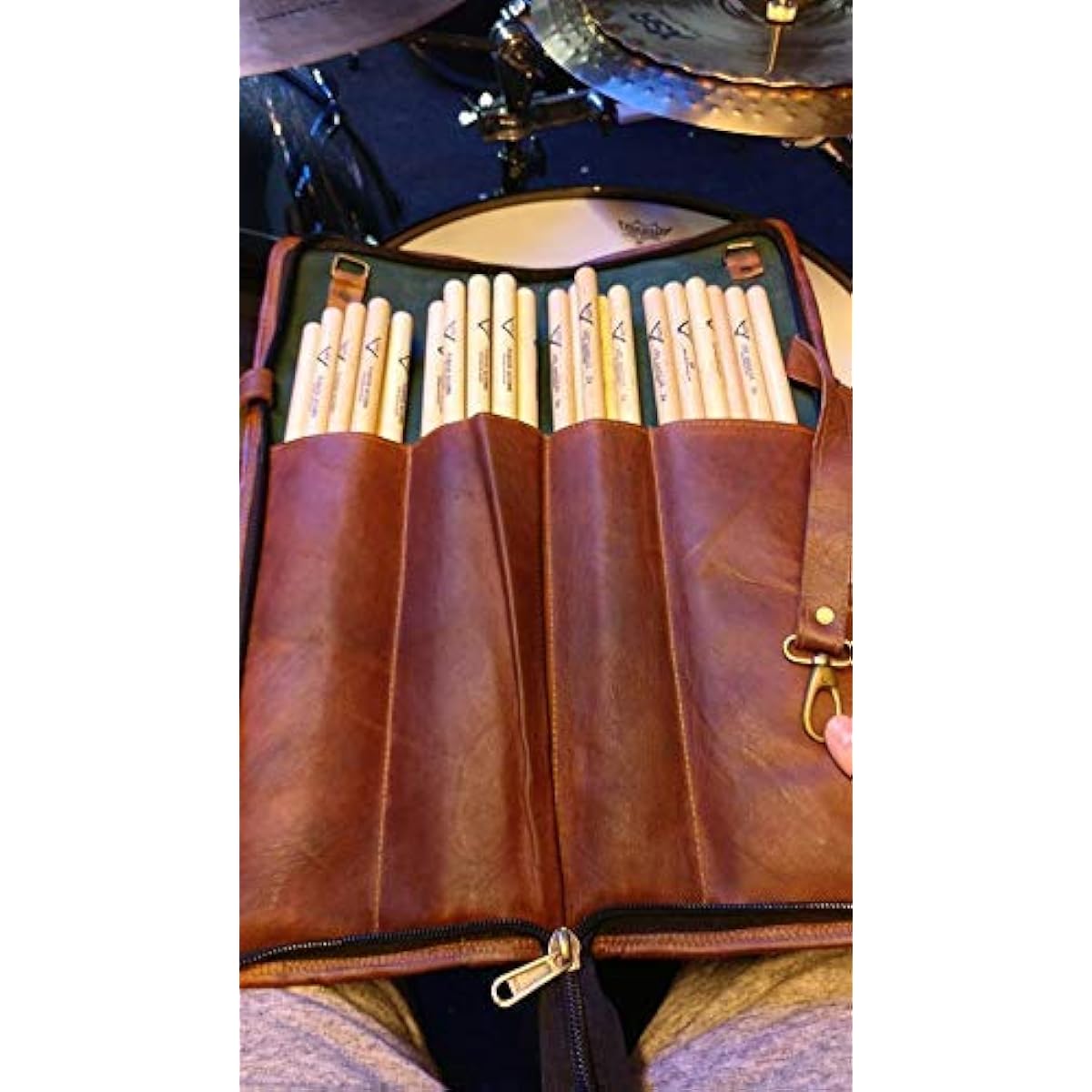 WerKens Handmade Genuine Leather Drumstick Bag 100% Original Drumstick Holder Percussion Mallet Bag Floor Tom Hook-DSB002