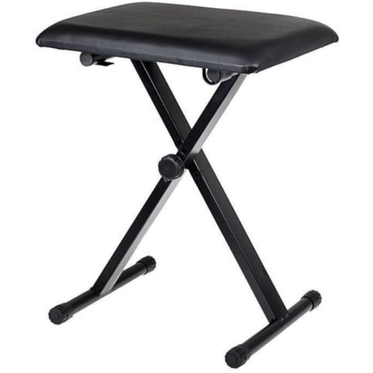 Black Adjustable Piano Keyboard Bench Leather Padded Seat Folding Stool Chair