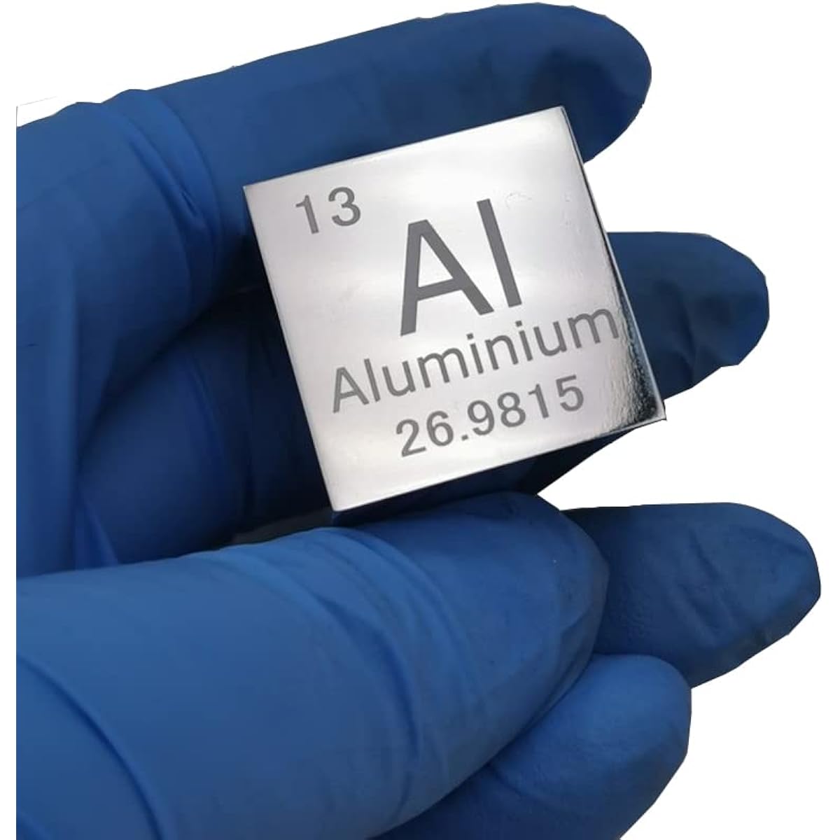GOONSDS Aluminum Metal Cube 99.99% Engraved Periodic Table 1 Inch for Laboratory Al Specimen and Collection Decoration