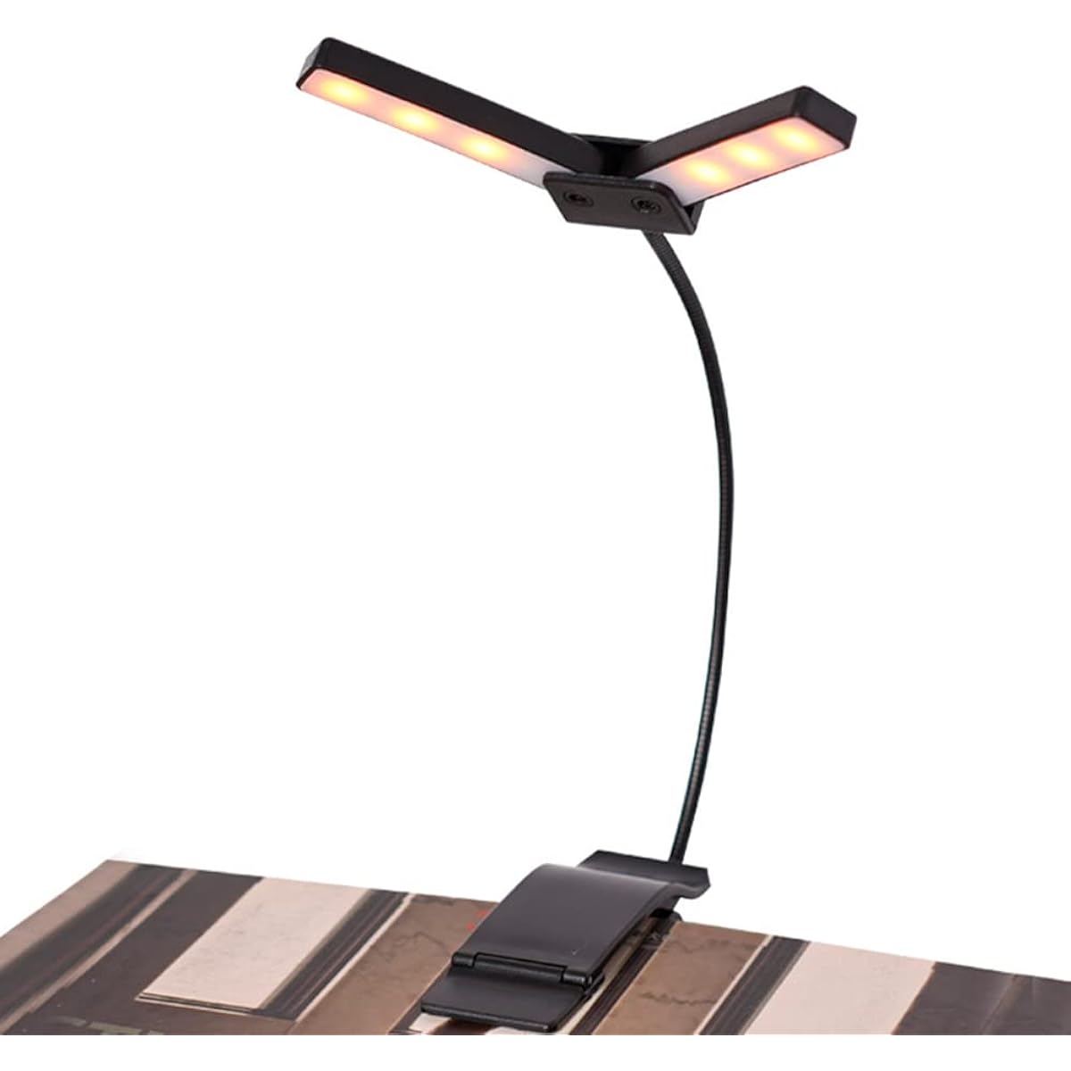Dual Head Rechargeable Portable Music Stand Light Clip-on Music Stand Light/Orchestra Lamp for Piano/Orchestra Fully Adjustable Lightweight Eye Care Book Light for Readers & Kids (Black)