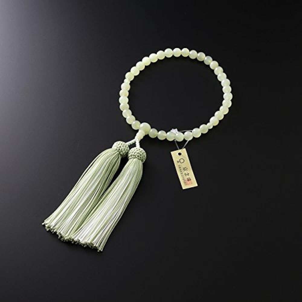 Kyoto Buddhist Altar Hayashi Prayer Beads for Women, Pure Silk, Two-Color Tassel, Green Onyx Tailored [Onyx] [Prayer Bag Set] W-045 Kyoto Prayer Beads Can be used by all sects