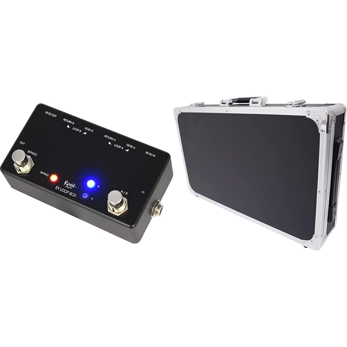 Revol Effects Switcher Loop Box EX LOOP BOX 2 Loop ELP-BOX & KC Effector Case EC-70/BK Black (Inner Dimensions 535 x 315 x 65+20mm) [Set Purchase]