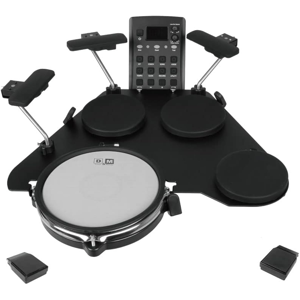 D&M Electronic Drum Set Drum Kit Mesh Home Practice Compact Small Drum Throne Stick Headphones Audio Cable Holder Kick Drum Tom Cymbal Performance… (Electronic Drum-Compact)