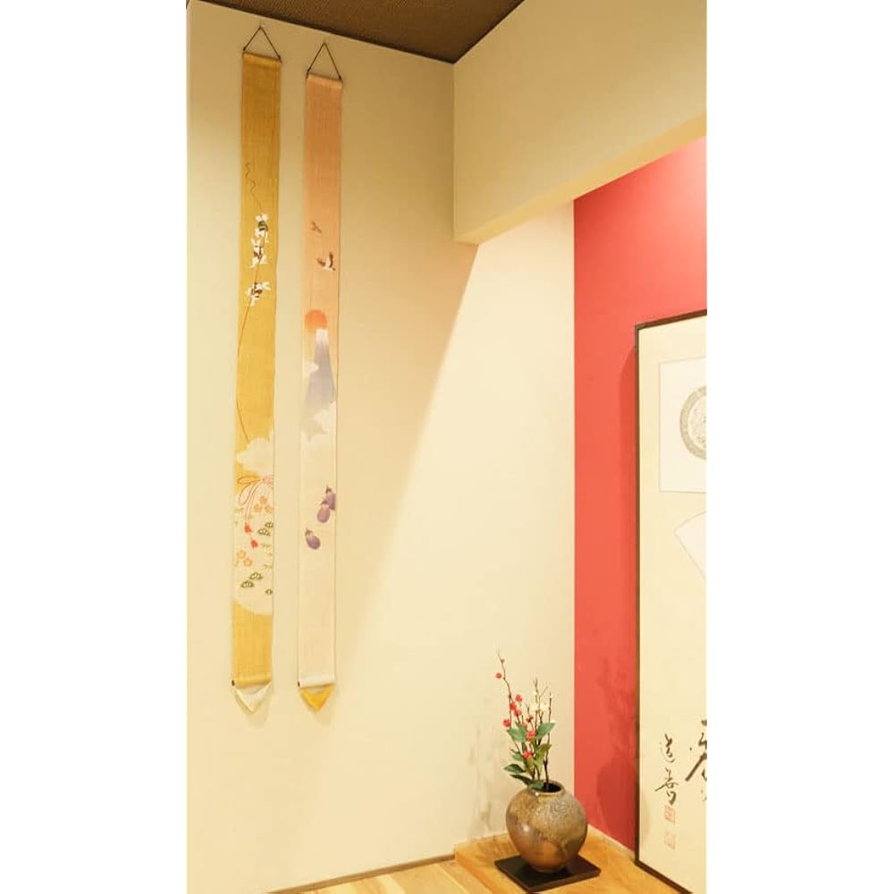 Thin tapestry "Hatsuyume" 100% linen hand-dyed interior tapestry wall hanging winter