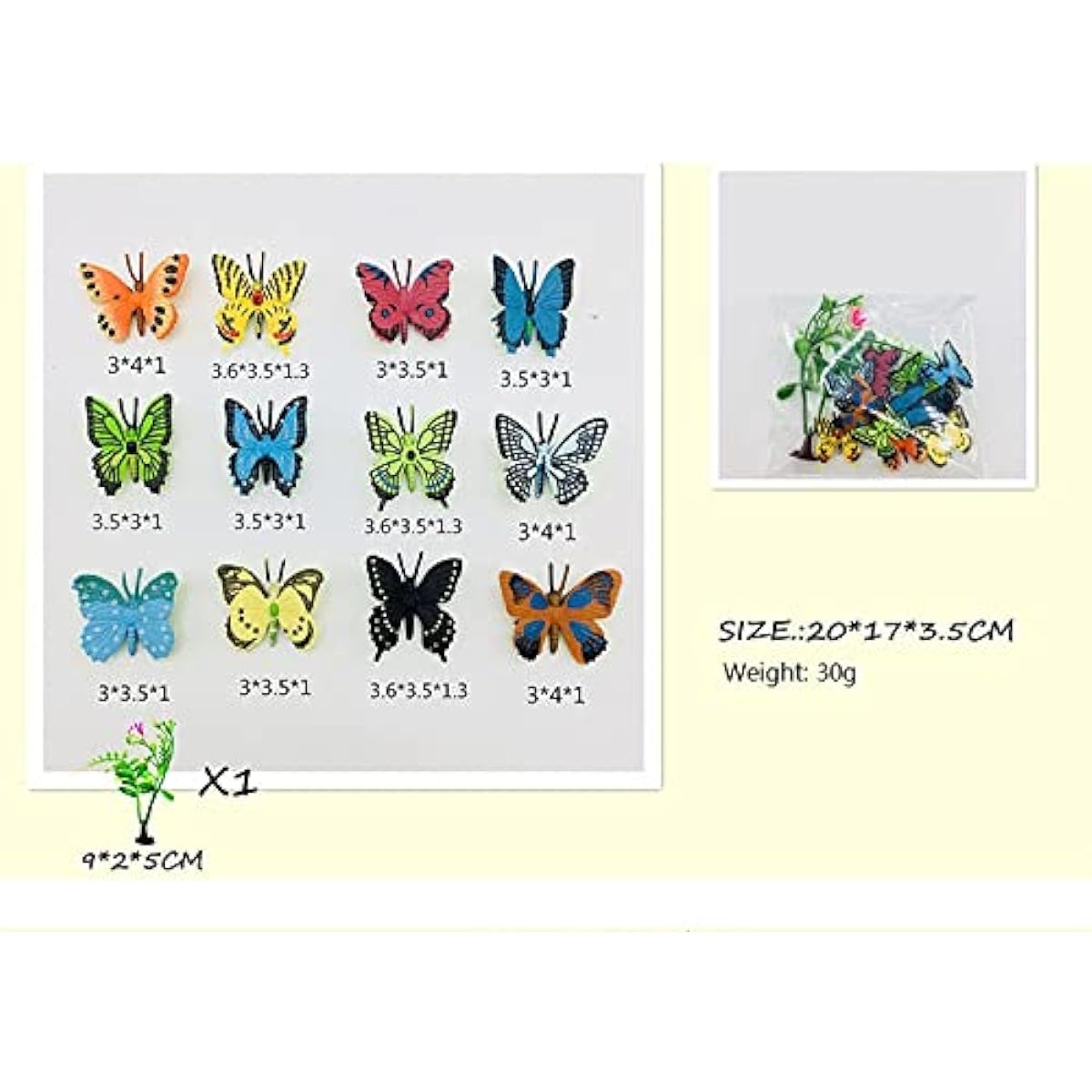 SmilerSmile Animal Figure Set Plastic Play Farm Insects Kids Themed Party Supplies (12 Butterflies)