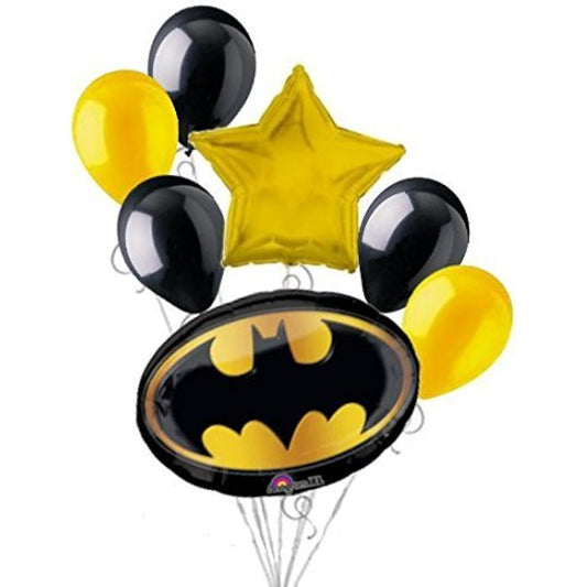 7 pc Batman Emblem Balloon Bouquet Party Decoration Happy Birthday Super Hero