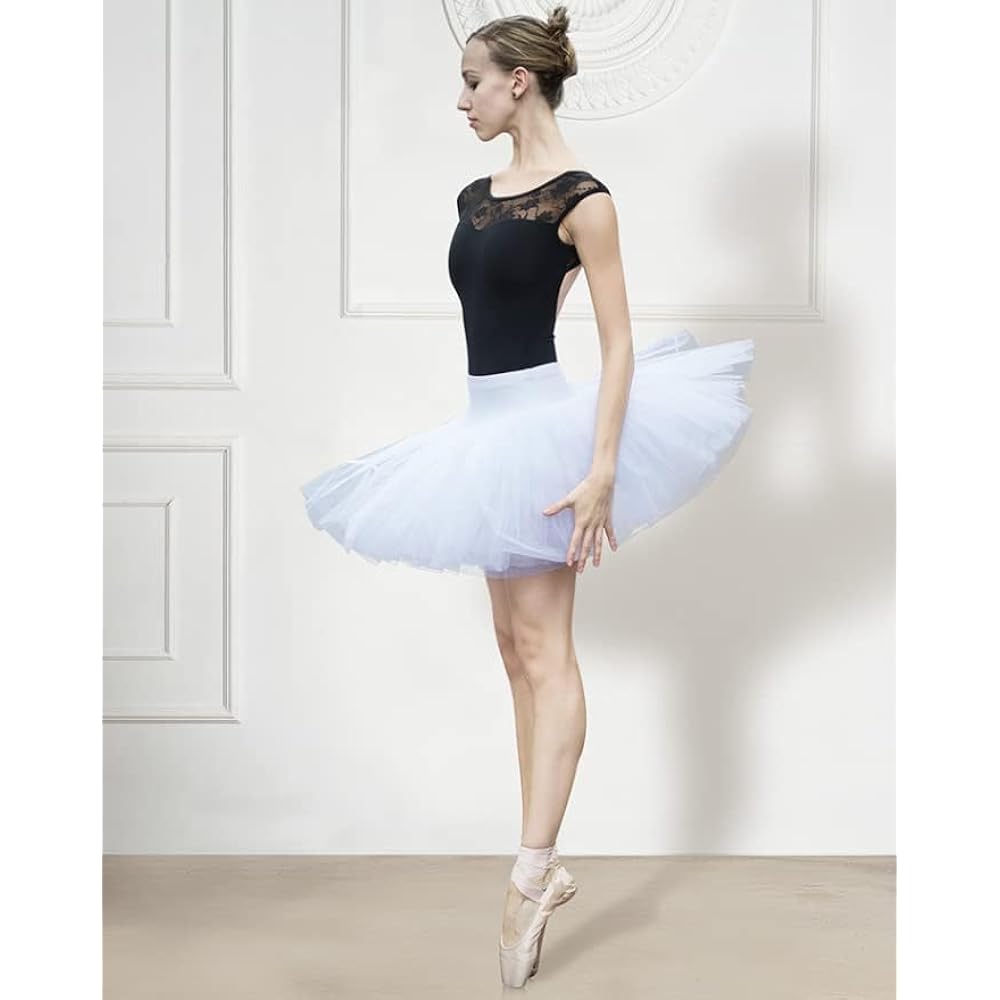 ProDance White Black Lace Half Cup Women's Ballet Leotard PLHA023M