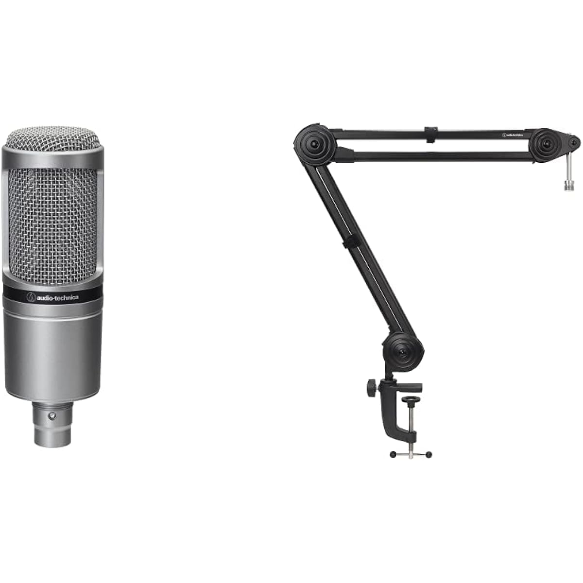 Audio-Technica Condenser Microphone AT2020GM Gunmetal & Audio-Technica Microphone Boom Arm AT8700J Load Capacity 2kg Angle Adjustable