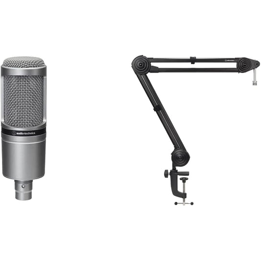 Audio-Technica Condenser Microphone AT2020GM Gunmetal & Audio-Technica Microphone Boom Arm AT8700J Load Capacity 2kg Angle Adjustable