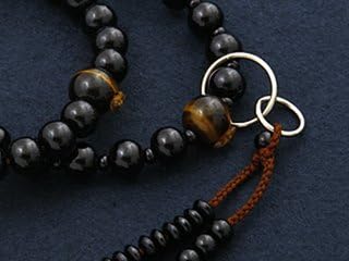 Kyoto Buddhist Altar Hayashi Prayer Beads Jodo Sect Ebony with Tiger Eye Stone (For Men) Formal Official [Tiger Eye] [Bead Bag Set] SM-002 Kyoto Prayer Beads