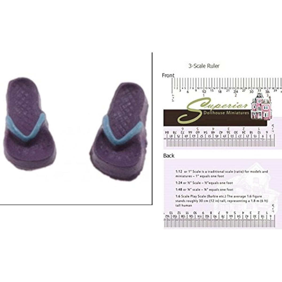 Dollhouse Miniature Flip Flops /Lilac/lt.bl/sm
